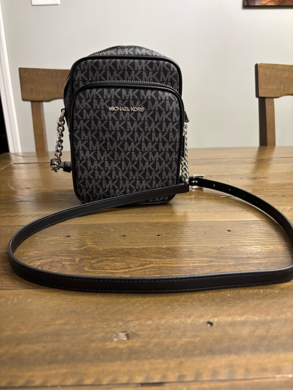 Michael Kors Jet Set Travel Medium North South Chain Crossbody Flight Bag